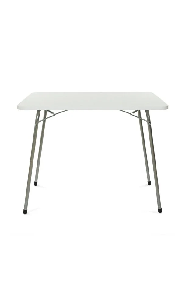 60x80 Beyaz Katlanır Masa + 2 Adet Katlanır Sandalye Kamp Seti Bahçe Takımı Mavi